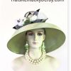 Olive Green Big Large Brim Satin Wedding Bridal Hat