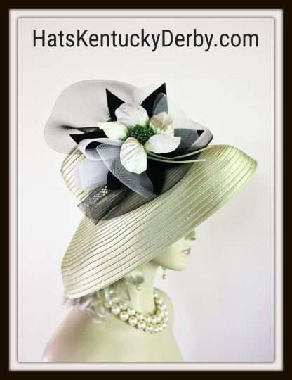 White Black Formal Church Hat