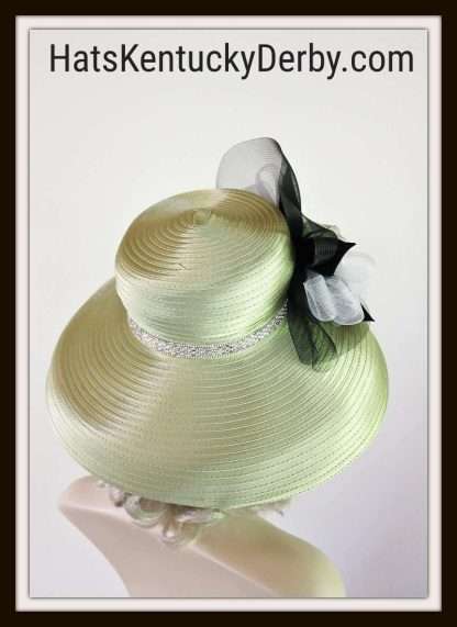 Olive Green Big Large Brim Satin Wedding Bridal Hat