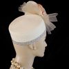 Ivory Soft Beige Pillbox Wedding Cocktail Hat