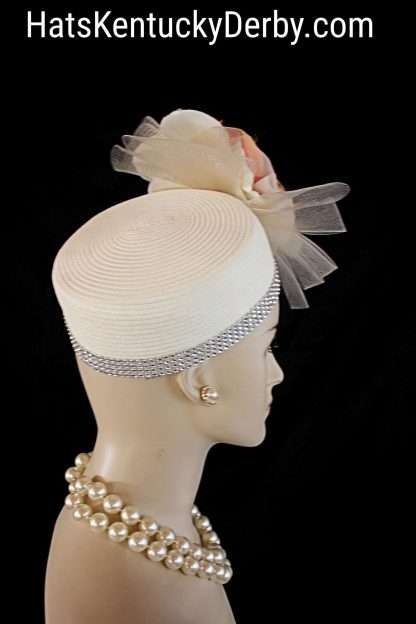 Ivory Soft Beige Pillbox Wedding Cocktail Hat