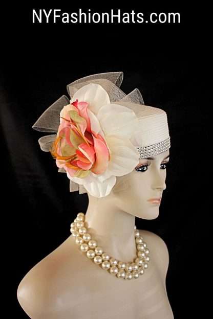 Ivory Soft Beige Pillbox Wedding Cocktail Hat