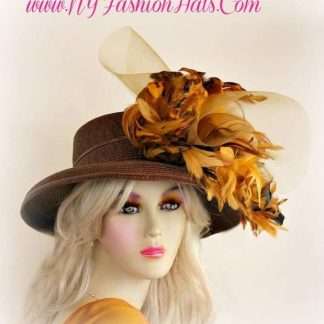 Kentucky Derby Hat With Mustard Yellow Feathers