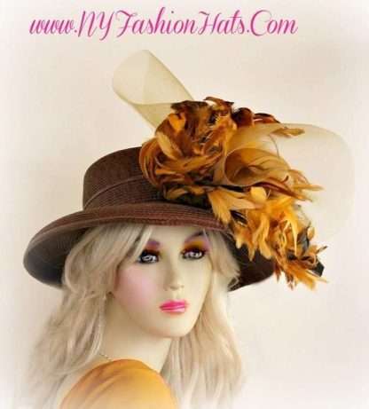 Kentucky Derby Hat With Mustard Yellow Feathers