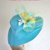 Women's Turquoise White Yellow Formal Dress Hat