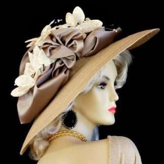 Kentucky Derby Hats Camel Beige Velvet Flowers Hat Ny Fashion Hats