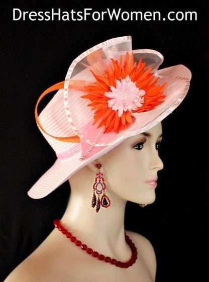 Pink Orange Couture Designer Hat