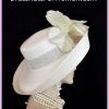 Ivory Fuchsia Wide Brim Straw Braid Rhinestone Church Wedding Special Occasion Hat