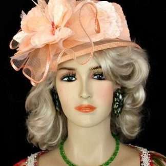 Kentucky Derby Hats Women's Peach Designer Fashion Dress Couture Hat