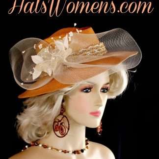 Ladies Antique Metallic Gold White Ivory Western Hat