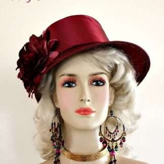 Ladies Burgundy Satin Dressy Fashion Church Hat Custom Hats U991