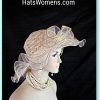 Ladies Coffee Beige Ivory Ruffled Edge Wide Brim Dress Hat