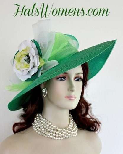 Ladies Kelly Green White Lime Designer Fashion Hat