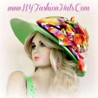 Ladies Lime Green Lavender Yellow Purple Church Hat