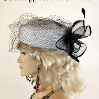 Ladies Metallic Silver Black Special Occasion Veiled Pillbox Hat