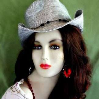 Ladies Metallic Silver Designer Western Cowboy Dress Hat Casual Hats Rma