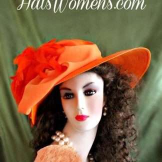 Ladies Orange Straw Braid Designer Dress Hat