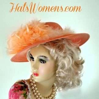 Ladies Peach Light Orange Kentucky Derby Racing Hat