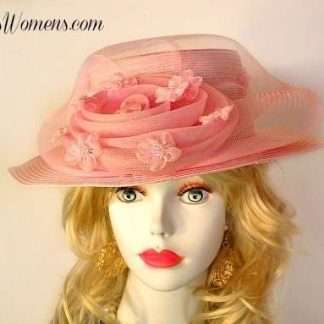 Ladies Pink Designer Fashion Wedding Large Bow Hat