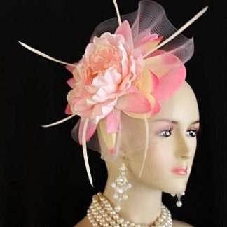 Ladies Pink Sinamay Straw Flower Wedding Fascinator Cocktail Hat