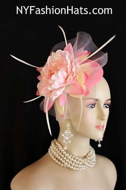 Ladies Pink Sinamay Straw Flower Wedding Fascinator Cocktail Hat