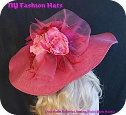 Ladies Raspberry Magenta Hot Pink Wide Brim Derby Dress Wedding Hat