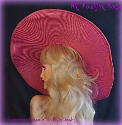 Ladies Violet Raspberry Pink Wide Brim Special Occasion Designer Hat Weddings L774