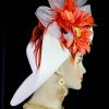 Ladies White Orange Special Occasion Designer Hat Women's Fashion Hats