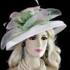 Ladies White Pink Lime Green Designer Fashion Hat Couture Wedding Hats 7l2