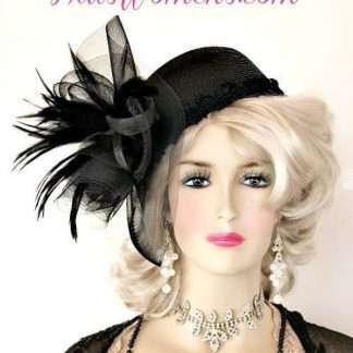 Ladies Women's Black 1940's Vintage Era Cocktail Hat