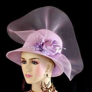 Lilac Purple Lavender Straw Satin Hat