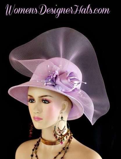 Lilac Purple Lavender Straw Satin Hat