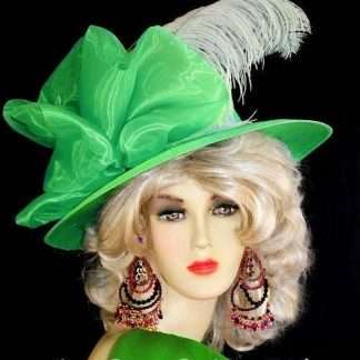 Lime Apple Green White Couture Designer Hat