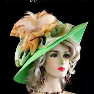 Lime Green Golden Yellow Paisley Bow Kentucky Derby Hat