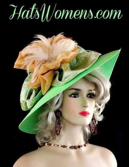 Lime Green Golden Yellow Paisley Bow Kentucky Derby Hat