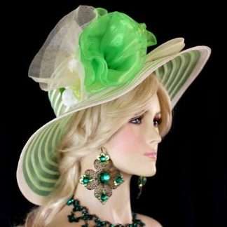 Lime Green Ivory Designer Kentucky Derby Hat Woman's Fashion Hats Ny