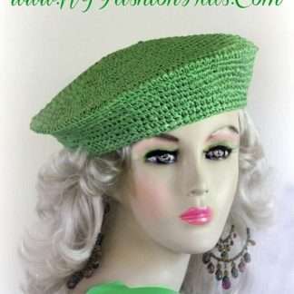 Lime Green Spring Summer Fall Straw Beret Cap Ladies Hats Berets 774b