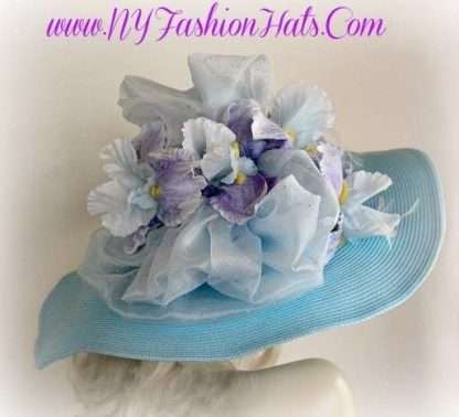 Pastel Blue Lavender Wide Brim Hat