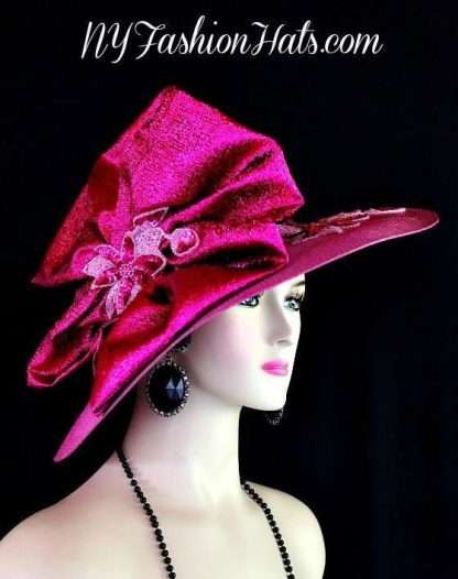 Magenta Fuchsia Hot Pink Designer Hat Wedding Church Formal Hats