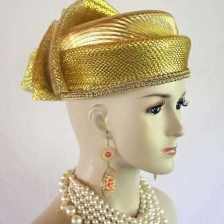 Metallic Gold Lame Pillbox Dress Hat