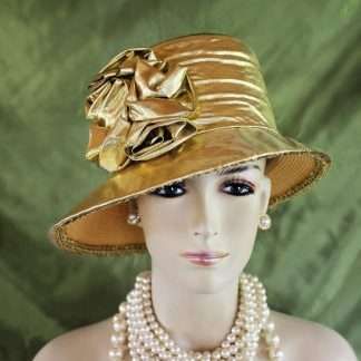 Metallic Gold Small Brim Lame Dress Hat