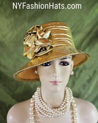 Metallic Gold Small Brim Lame Dress Hat