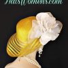 Metallic Gold White Wide Brim Designer Fashion Wedding Hat