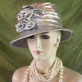 Metallic Silver Small Brim Lame Dress Hat