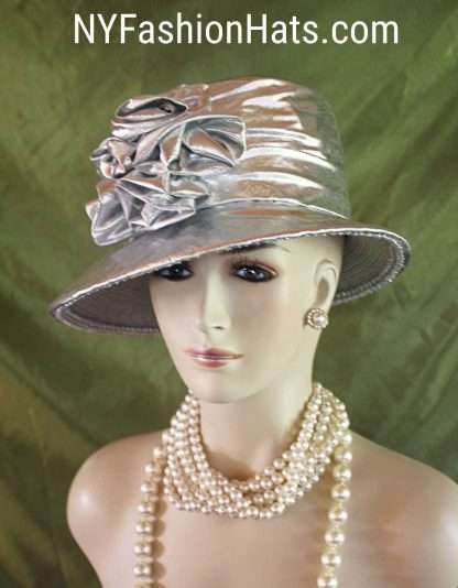 Metallic Silver Small Brim Lame Dress Hat