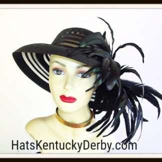 Motf Premium Black Statement Dramatic Feathered Sheer Designer Hat