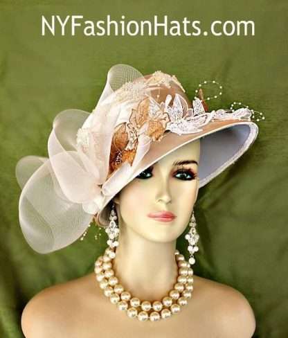 Motf Premium Collection Women's Champagne Beige Satin Hat