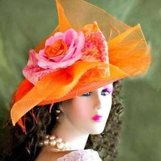 Orange Pink Formal Designer Women's Hat Ladies Fashion Hats Ub90