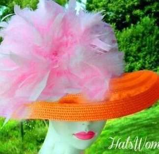 Orange Pink Kentucky Derby Hat