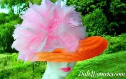 Orange Pink Kentucky Derby Hat